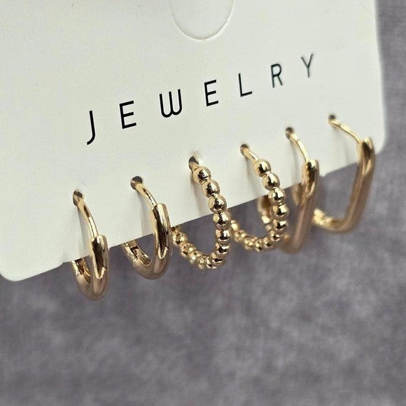 Gold Small Hoops Ring Dangle Earrings Fashion Jewelry