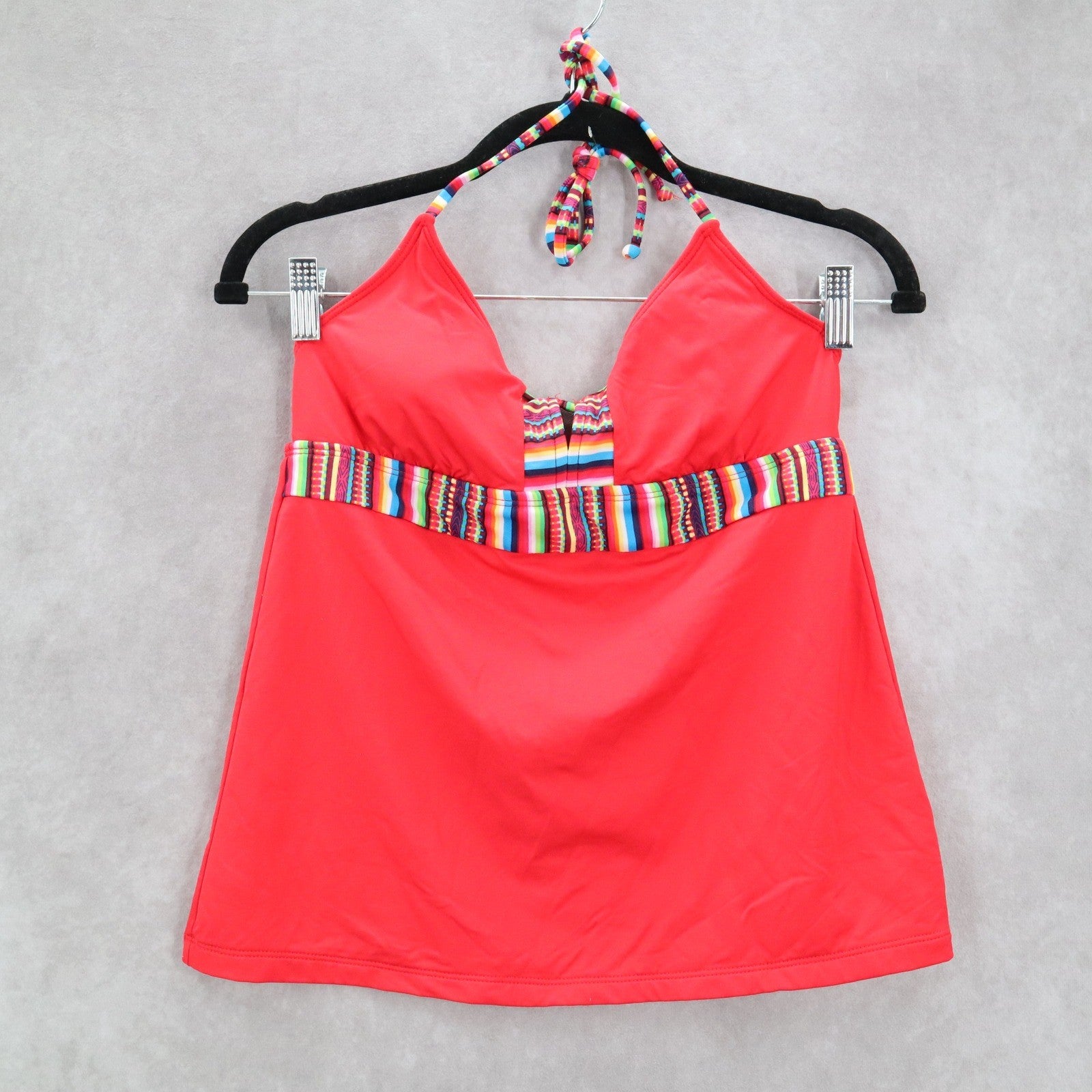 Mossimo Red Padded Halter Tie Bikini Tankini Tank Top Beach Swim S Small