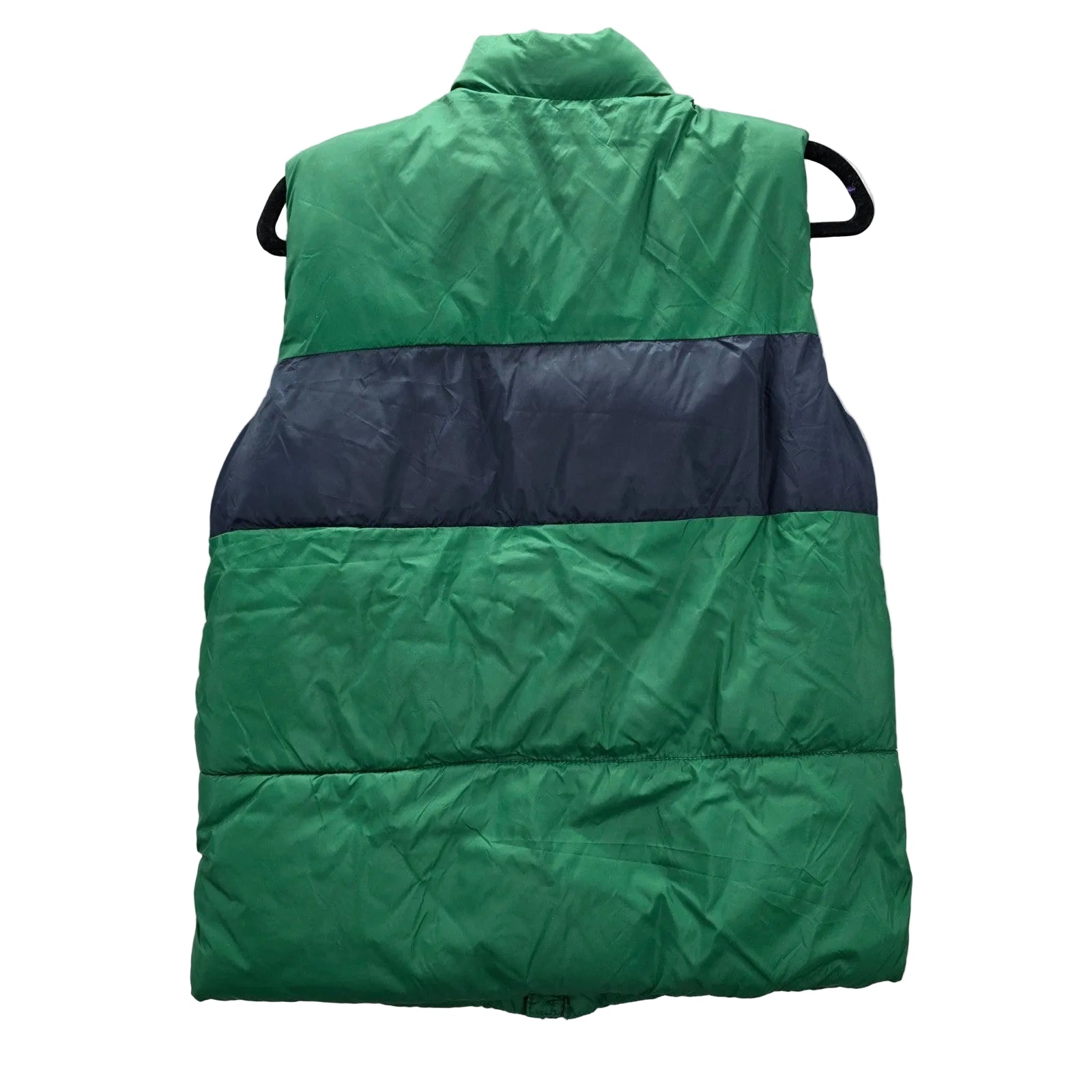 Old Navy Green Blue Stripe Zip Sleeveless Puffer Fleece Boys Vest XL 14/16