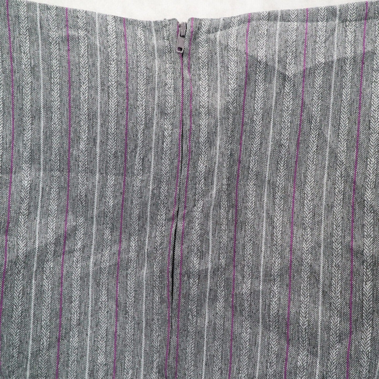 Gray Stripe Pleated Stripe Zip Business Casual Formal Office Workwear Plus 22W