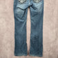 Blue Embroidered Stud Rhinestone Straight Leg Stitch Denim Pants Jeans 10