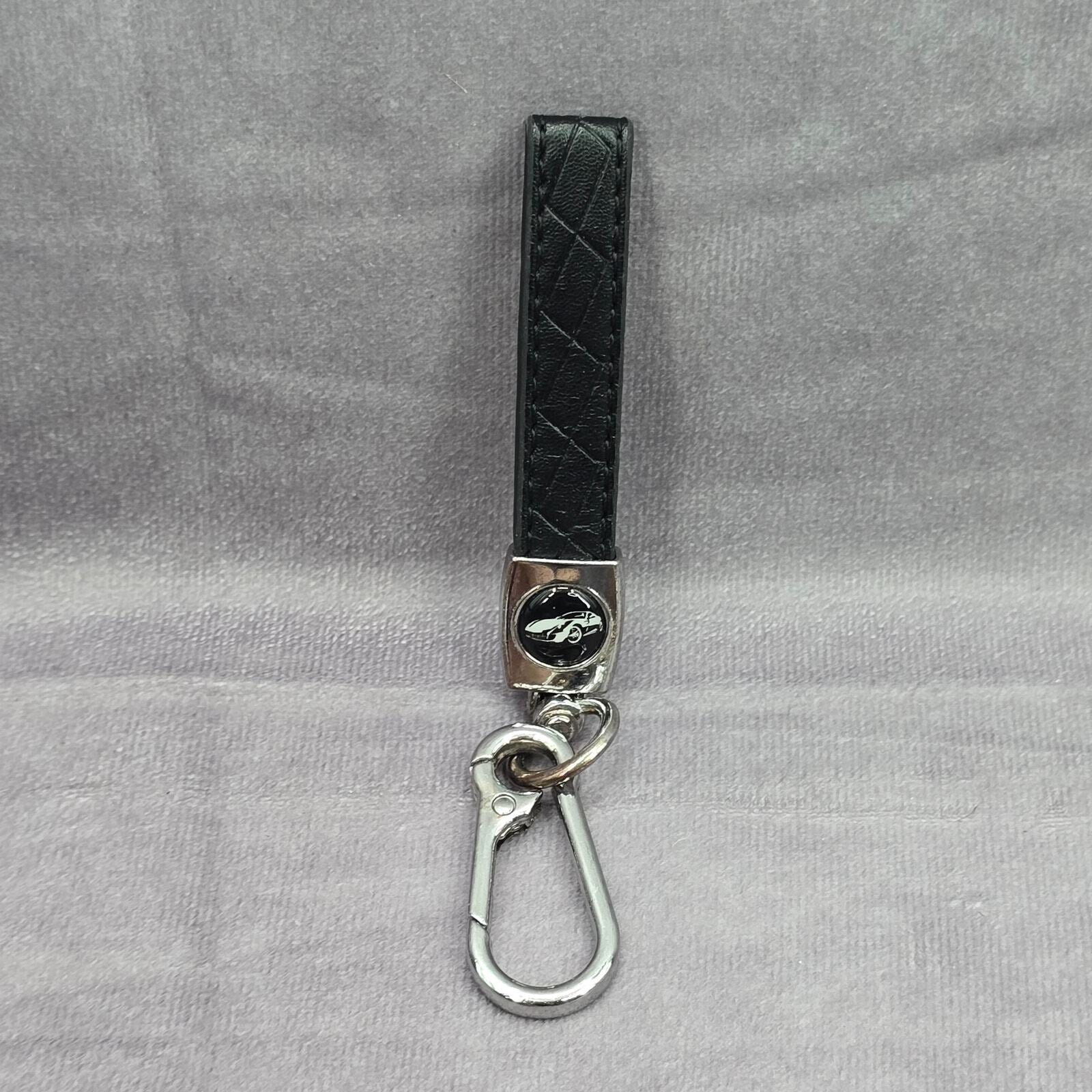 Black Faux Leather Quilt Silver Clip Hook Keychain Escalade Car Accessories