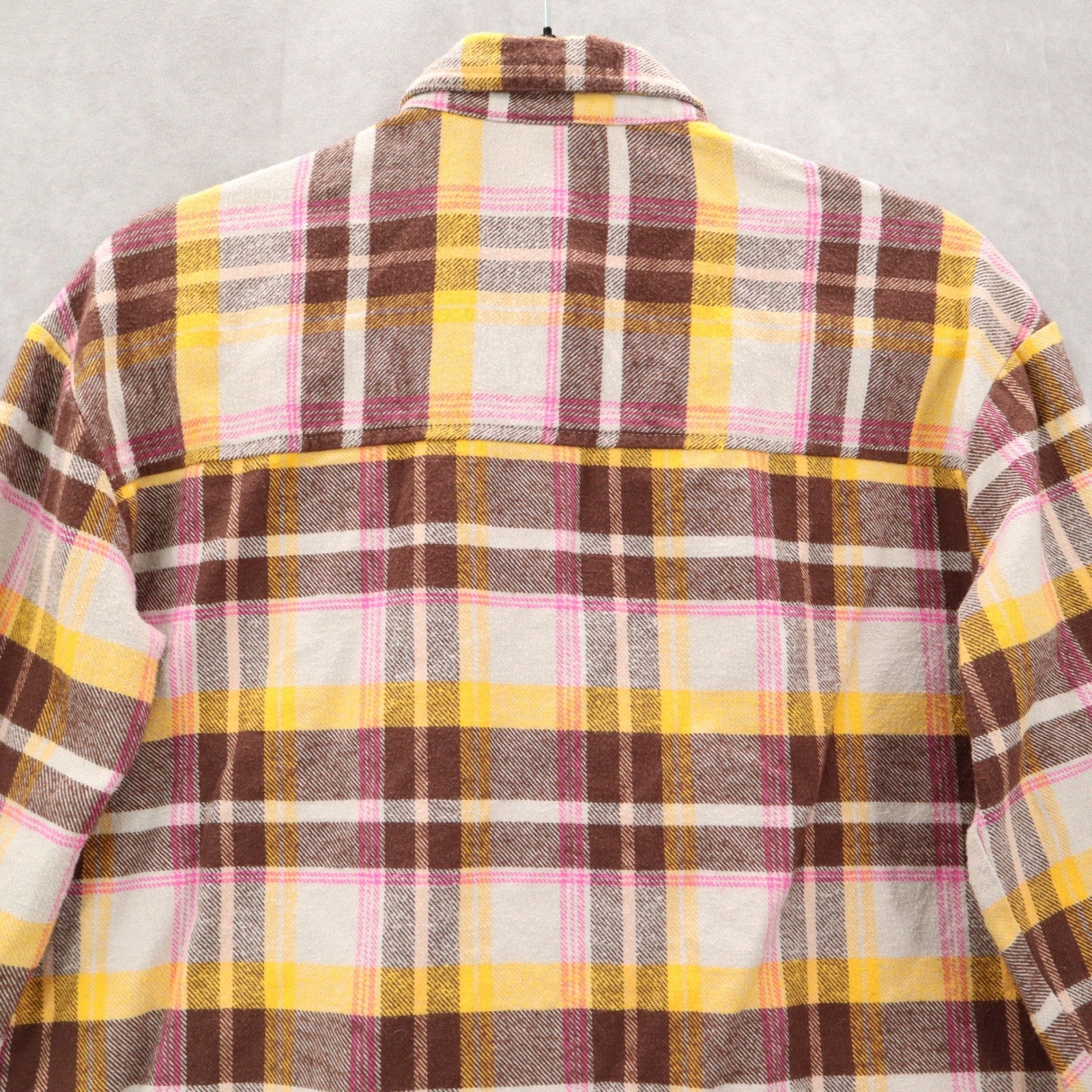 Wild Fable Yellow Flannel Plaid Long Sleeve Button Down Western Utility Shirt XS