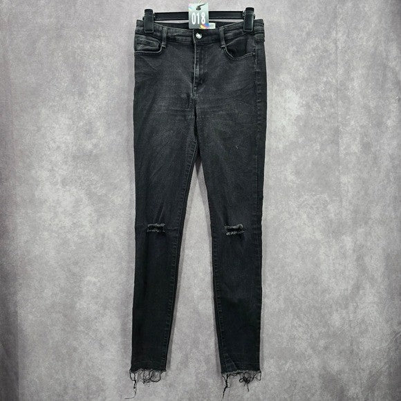 William Rast Black Skinny Sculpted Stretch High Rise Denim Pants Jeans 28