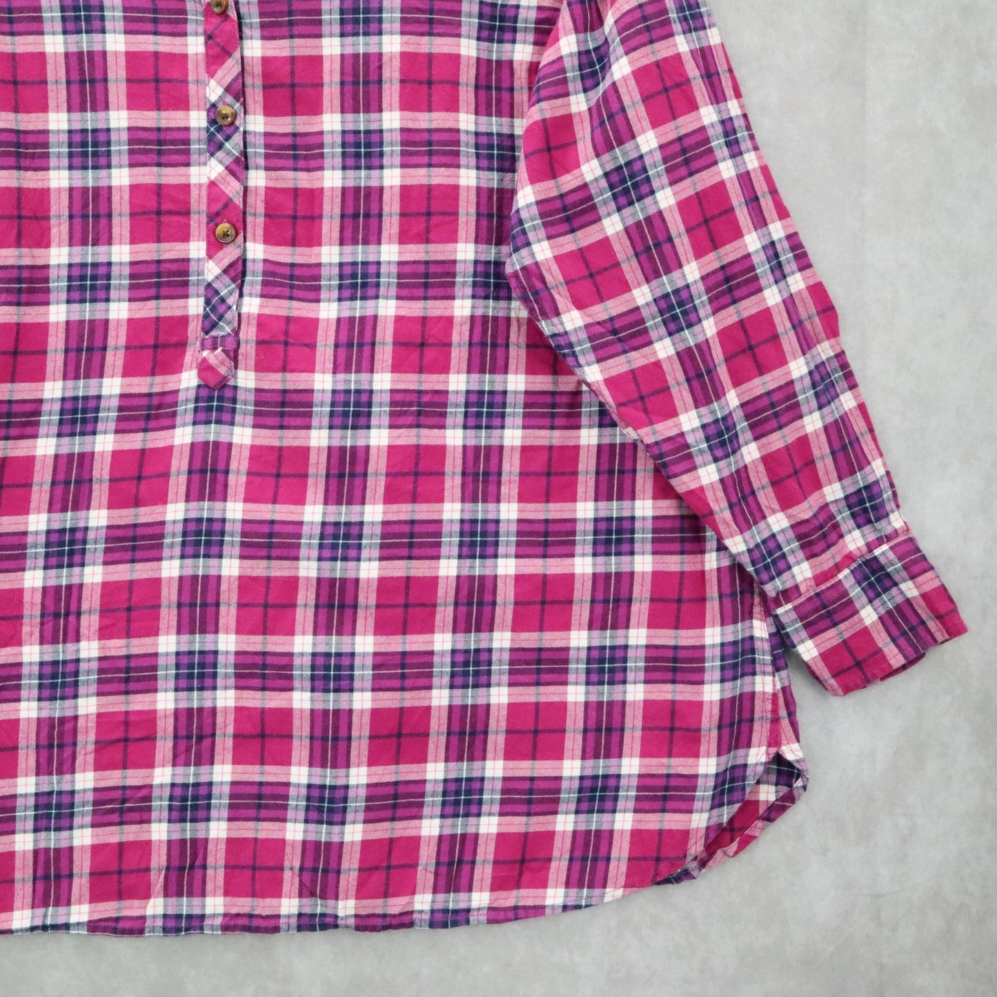 Lands' End Plaid Tunic Shirt Pink Casual Flannel Preppy Long Sleeve Plus 18W