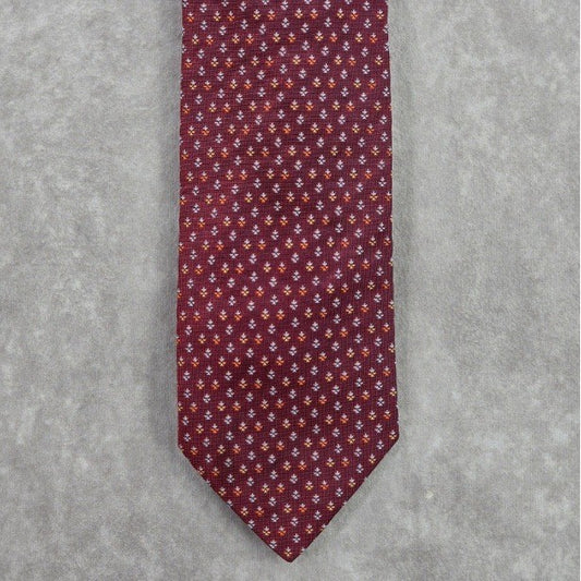 Barneys New York Red Floral Geometric 100% Silk Italy Men's Neck Tie