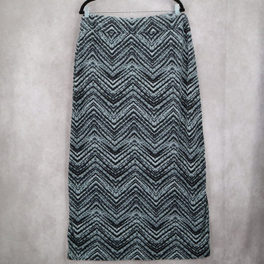 DGNY Gray Chevron Split Long Maxi Boho Stretch Fun Flirty Beach Skirt Plus 2X
