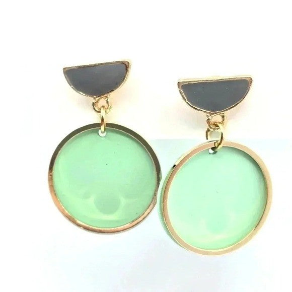 Green Gold Half Circle Stud Dangle Boho Retro Earrings Fashion Jewelry E75