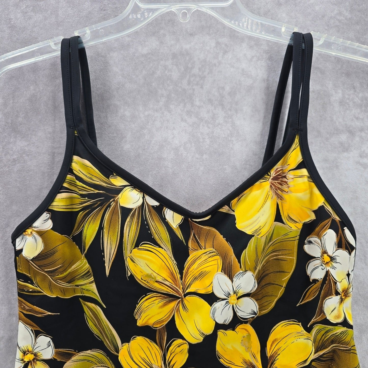 White Stag Yellow Floral Crop Padded Swimwear Tankini Tank Top Medium M 8/10