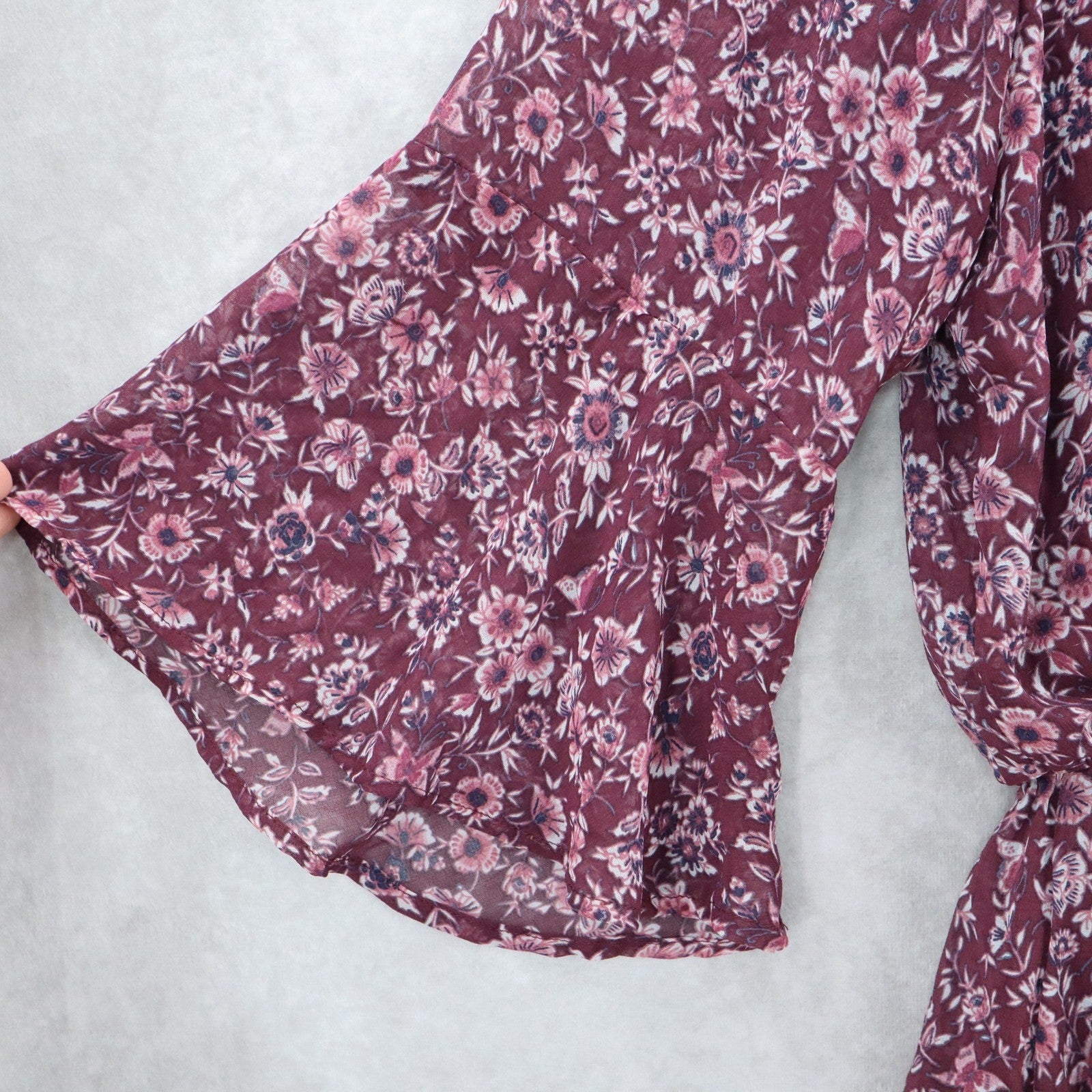 Speechless Purple Floral Fit Flare Boho Ruffle Flirt Bell Sleeve Dress Plus 1X