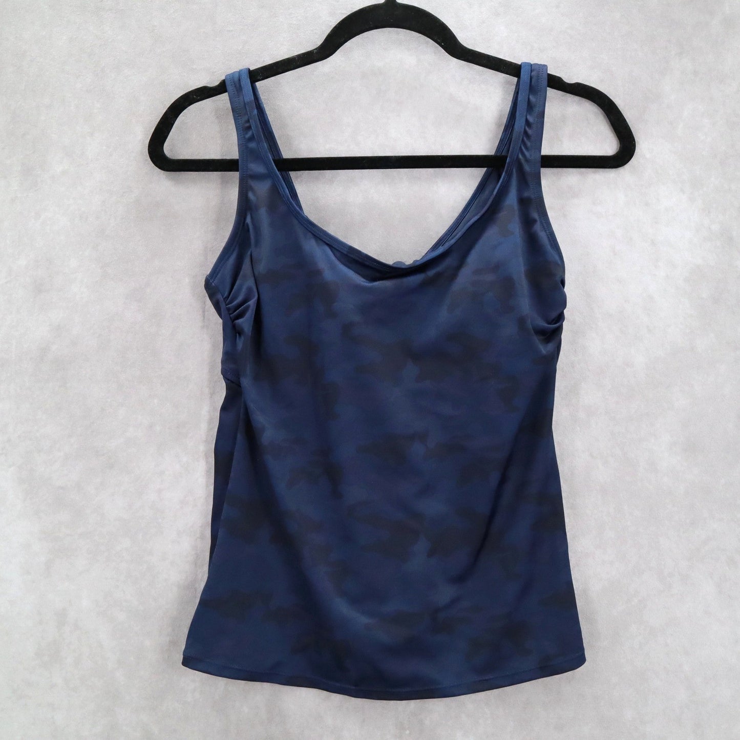 Navy Blue Camo Beach Padded Active Swim Sports Bra Tankini Tank Top S Small