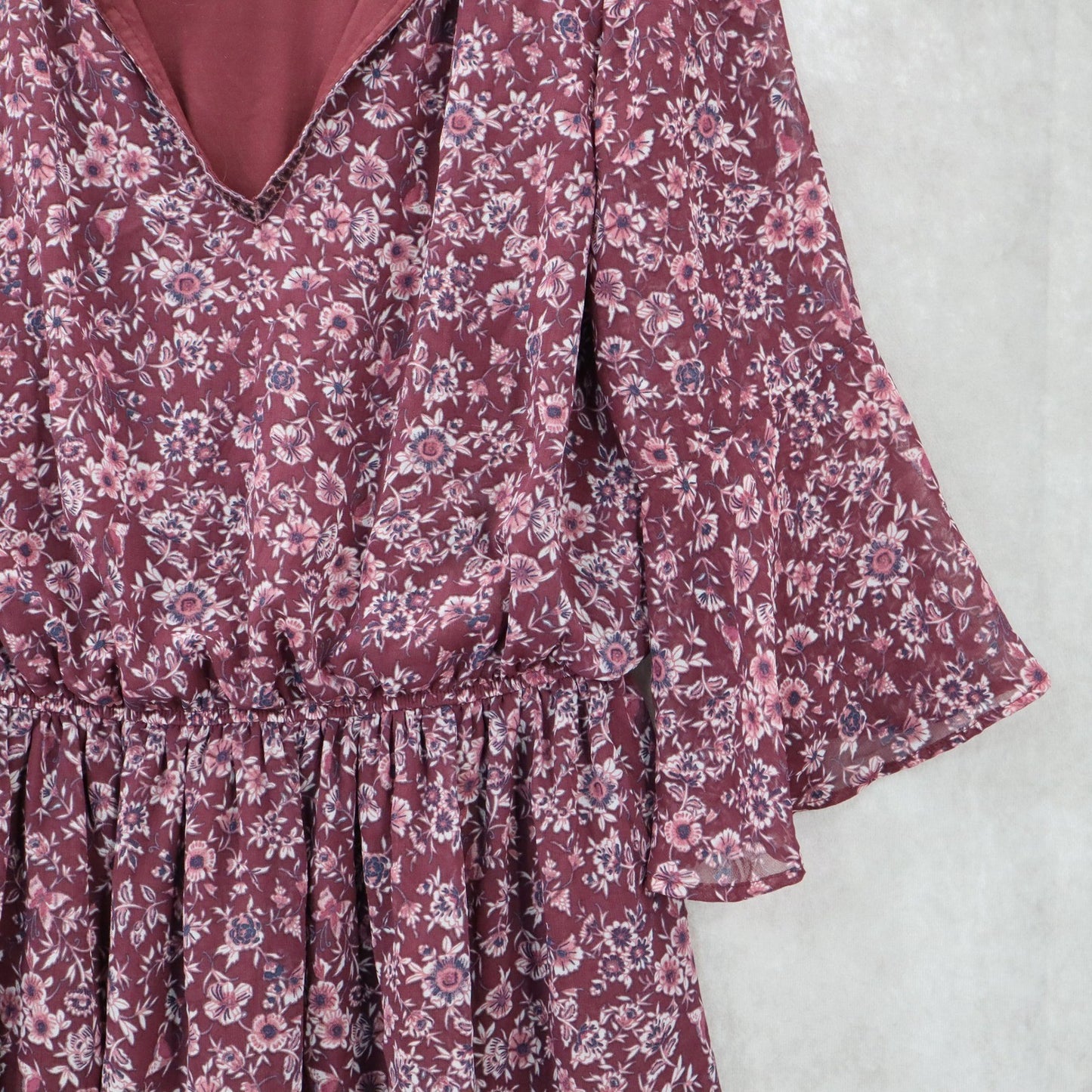 Speechless Purple Floral Fit Flare Boho Ruffle Flirt Bell Sleeve Dress Plus 1X