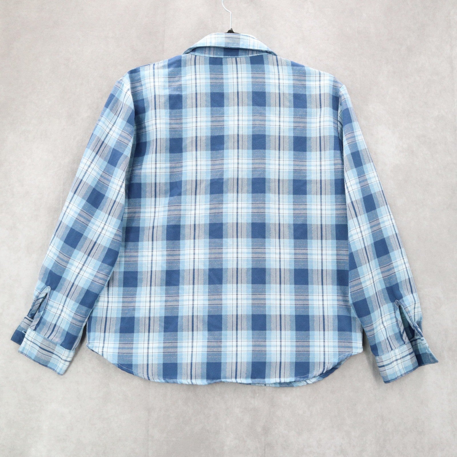 Teddi Blue Plaid Flannel Western Long Sleeve Button Up VTG College Petite Small