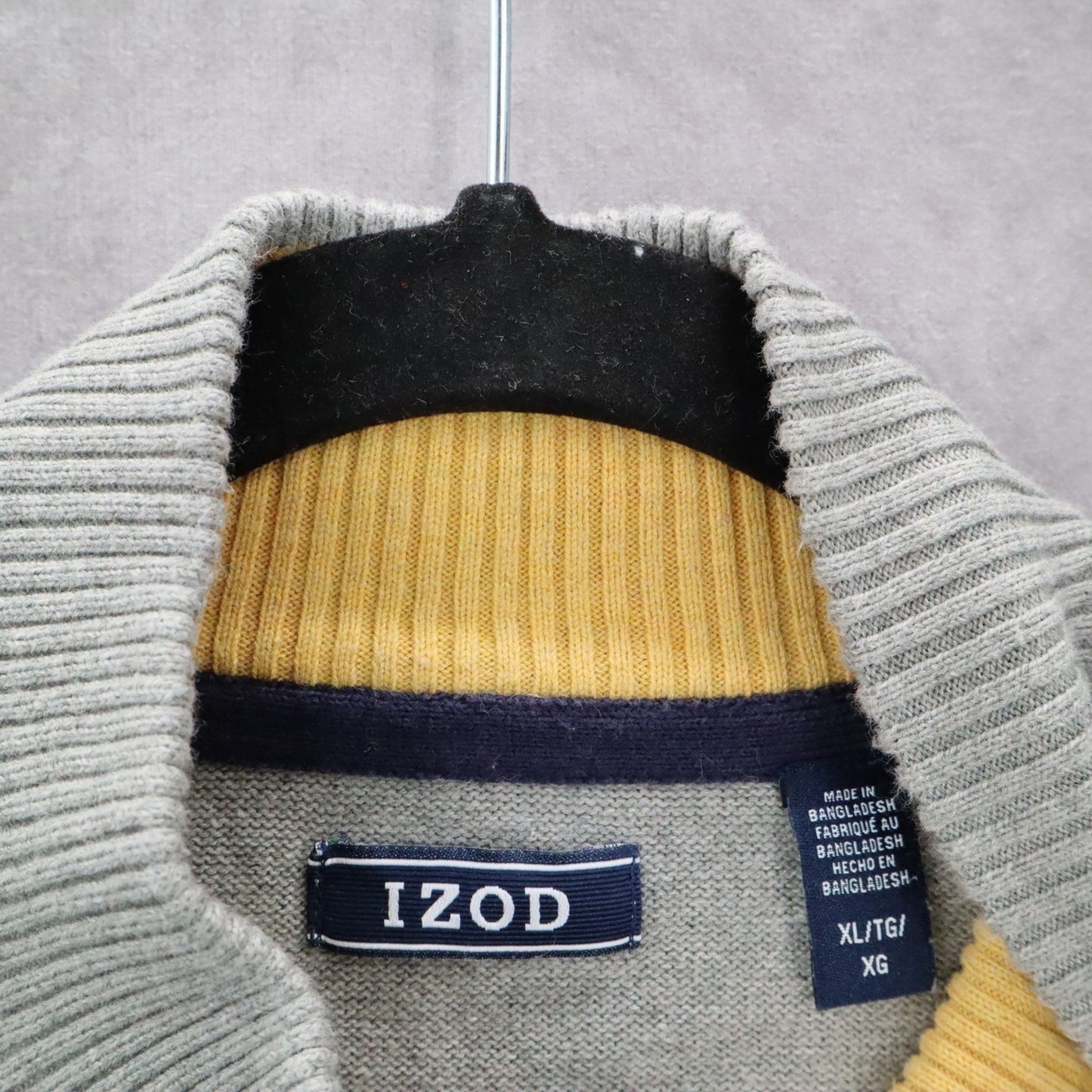 Izod Blue Pull Over Half Zip Long Sleeve Stripe Mock Neck Sweater XL Extra Large