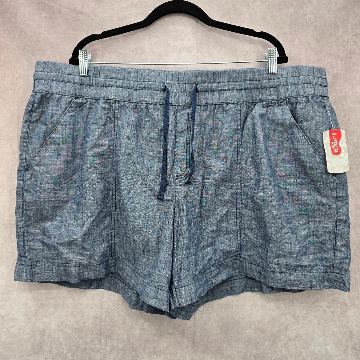 BCG Plus Lifestyle Cuff Chambray Medieval Blue Shorts Size 3X NWT