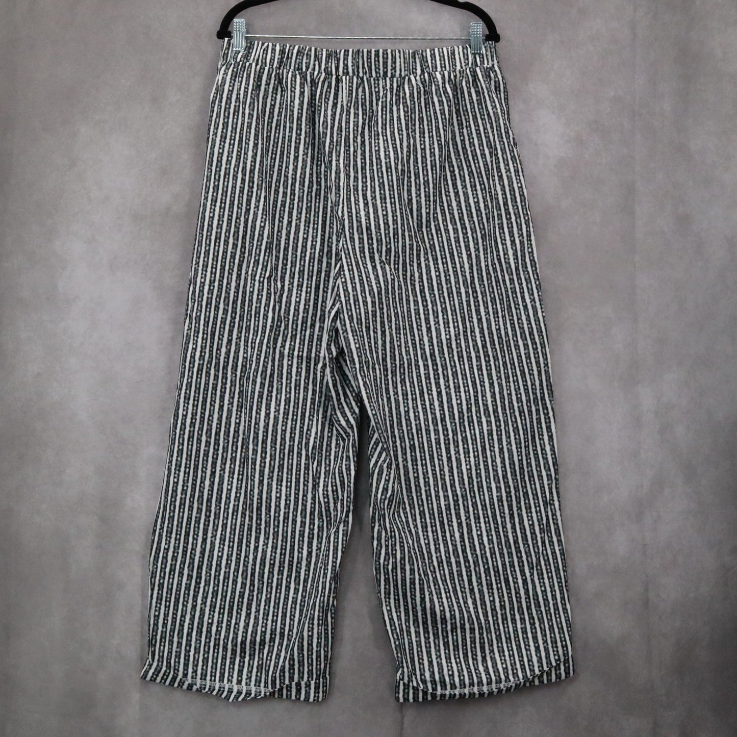 Gray Stripes Wide Leg Boho Preppy Straight Business Casual Trousers Pant Plus 1X