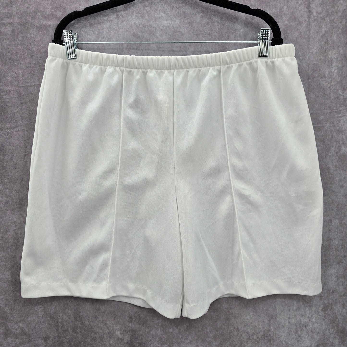 Romans White Stretch Flat Front Active Bottoms Pants Shorts 8