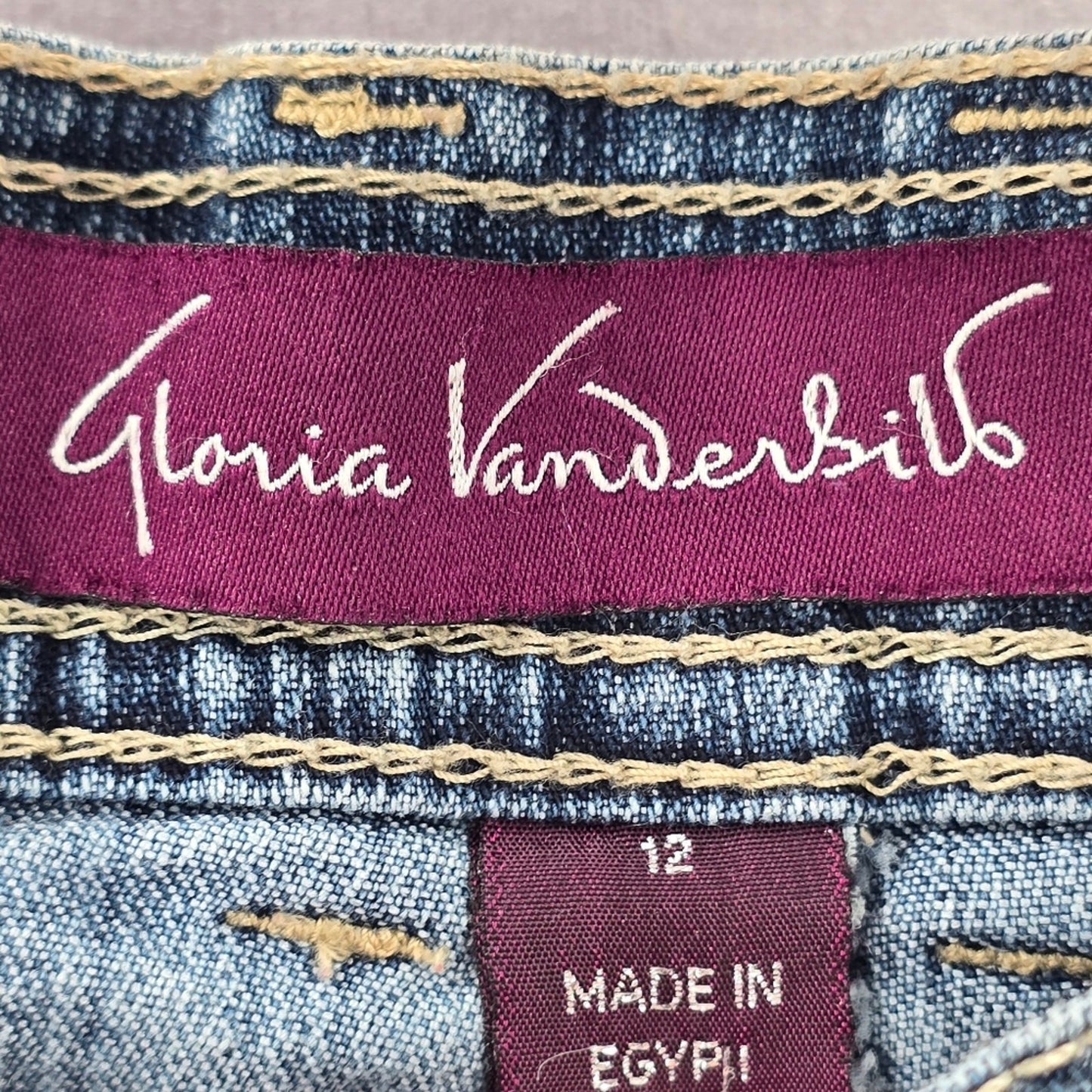 Gloria Vanderbilt Blue Cotton Denim Pants Straight Jeans 12 Short