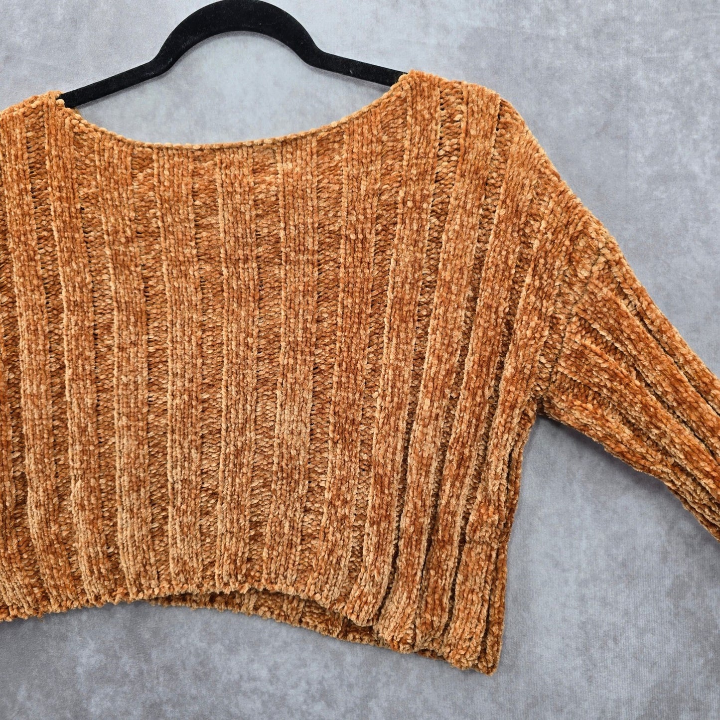 Favlux Yellow Crop Chenille Ribbed Sleeve Y2K VTG Academia Cozy Sweater Small