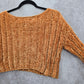 Favlux Yellow Crop Chenille Ribbed Sleeve Y2K VTG Academia Cozy Sweater Small