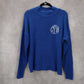 Time and Tru Blue Embroidered Initials Pullover Funnel Mock Neck Sweater Small
