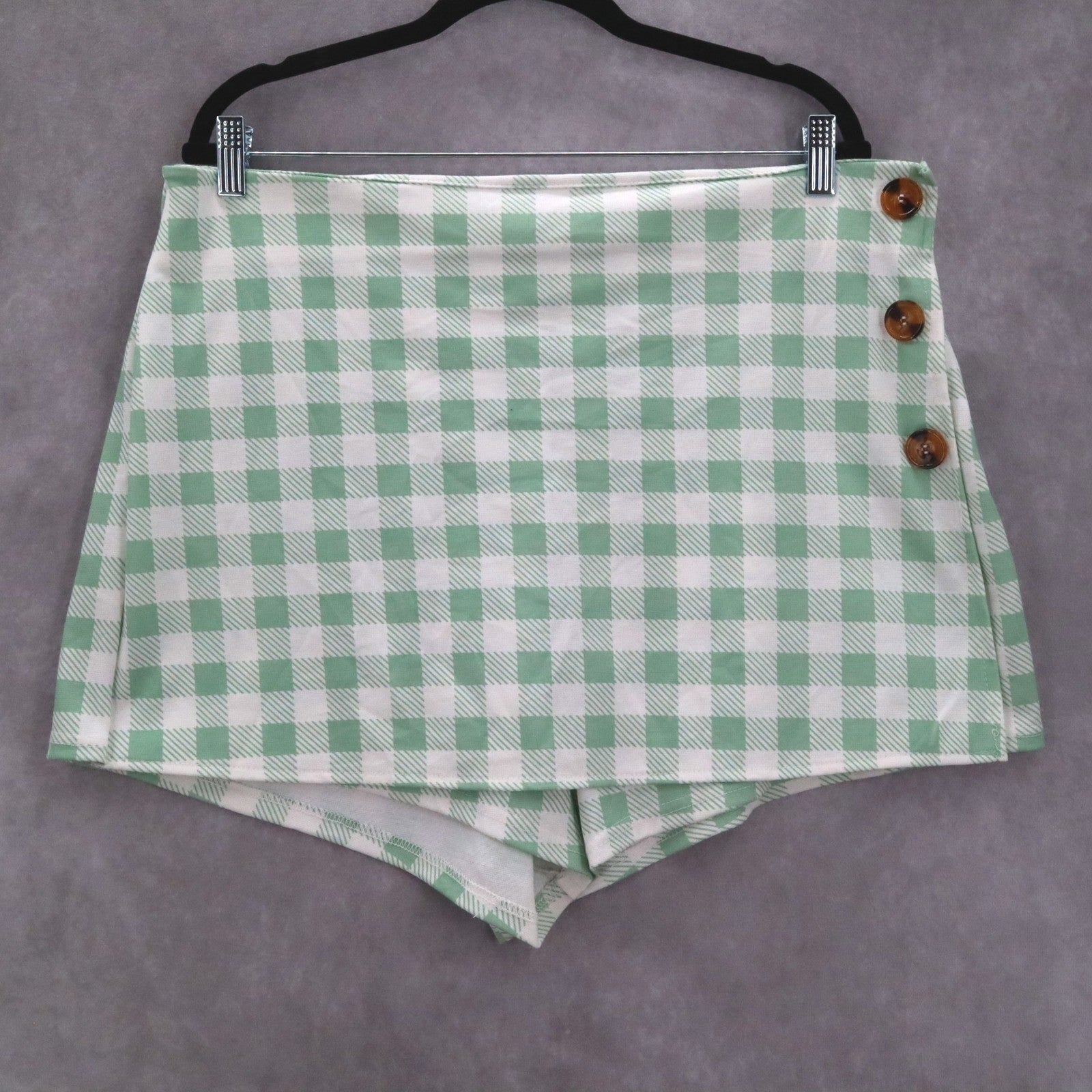 Jolie & Joy Green Plaid Skorts Preppy Mini Shorts Skirt Pull On Pants Plus 2X