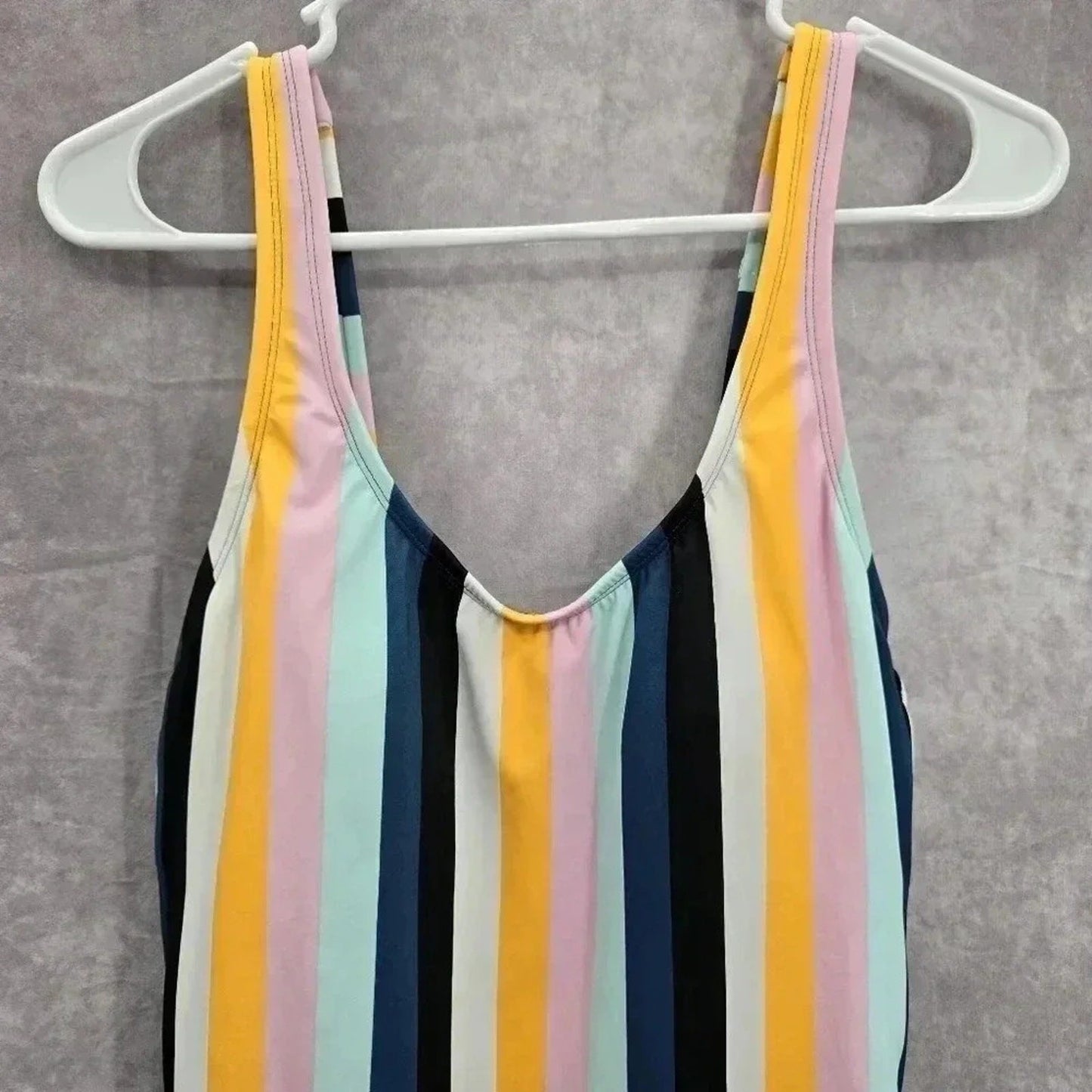 Kona Sol Striped One Piece Swim Padded Bathing Suit Body Suit Beach L Large