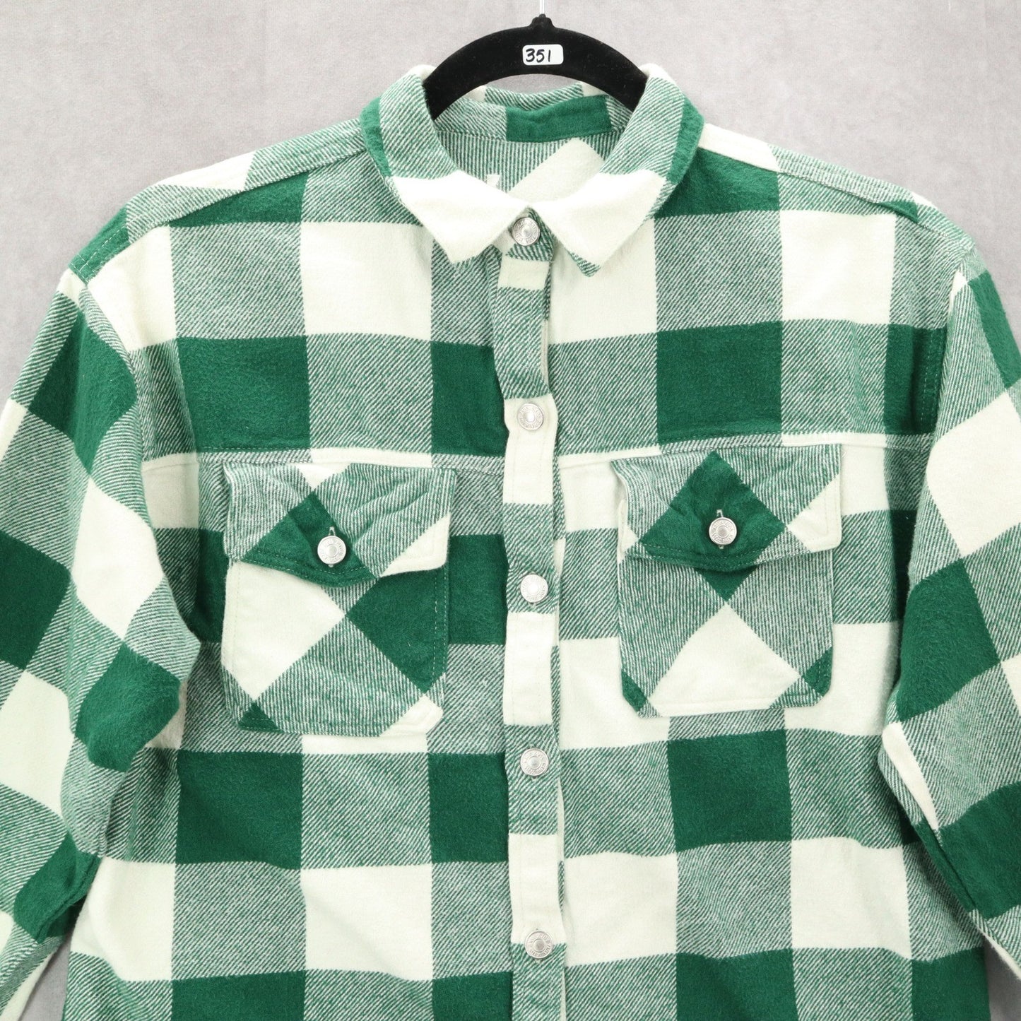Zara Kids Green Flannel Plaid Long Sleeve Button Up Western Utility Shirt Small
