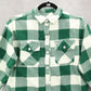 Zara Kids Green Flannel Plaid Long Sleeve Button Up Western Utility Shirt Small
