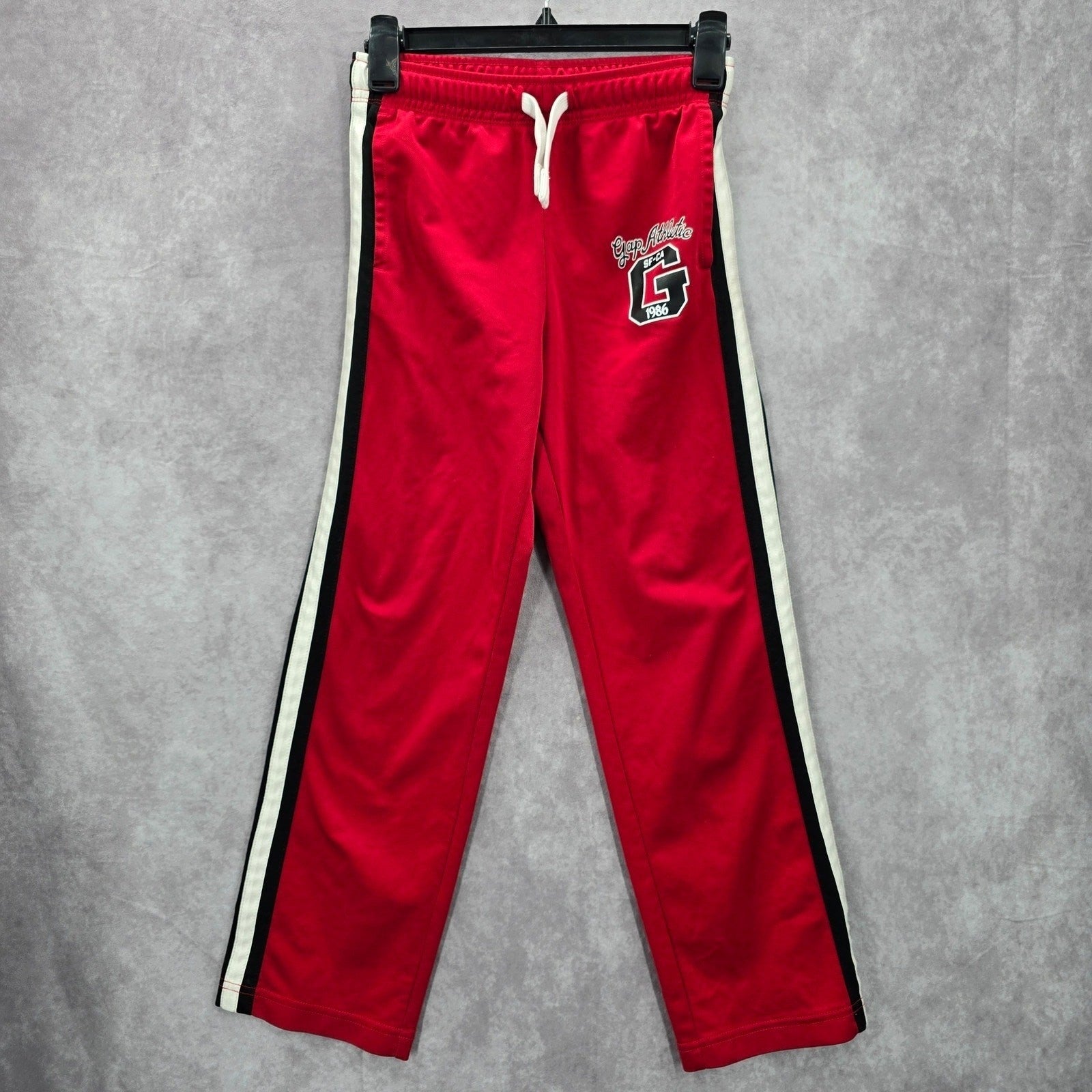 Gap Kids Red Jogger Track Athletic Pants Straight Pull On Stripe Youth Large