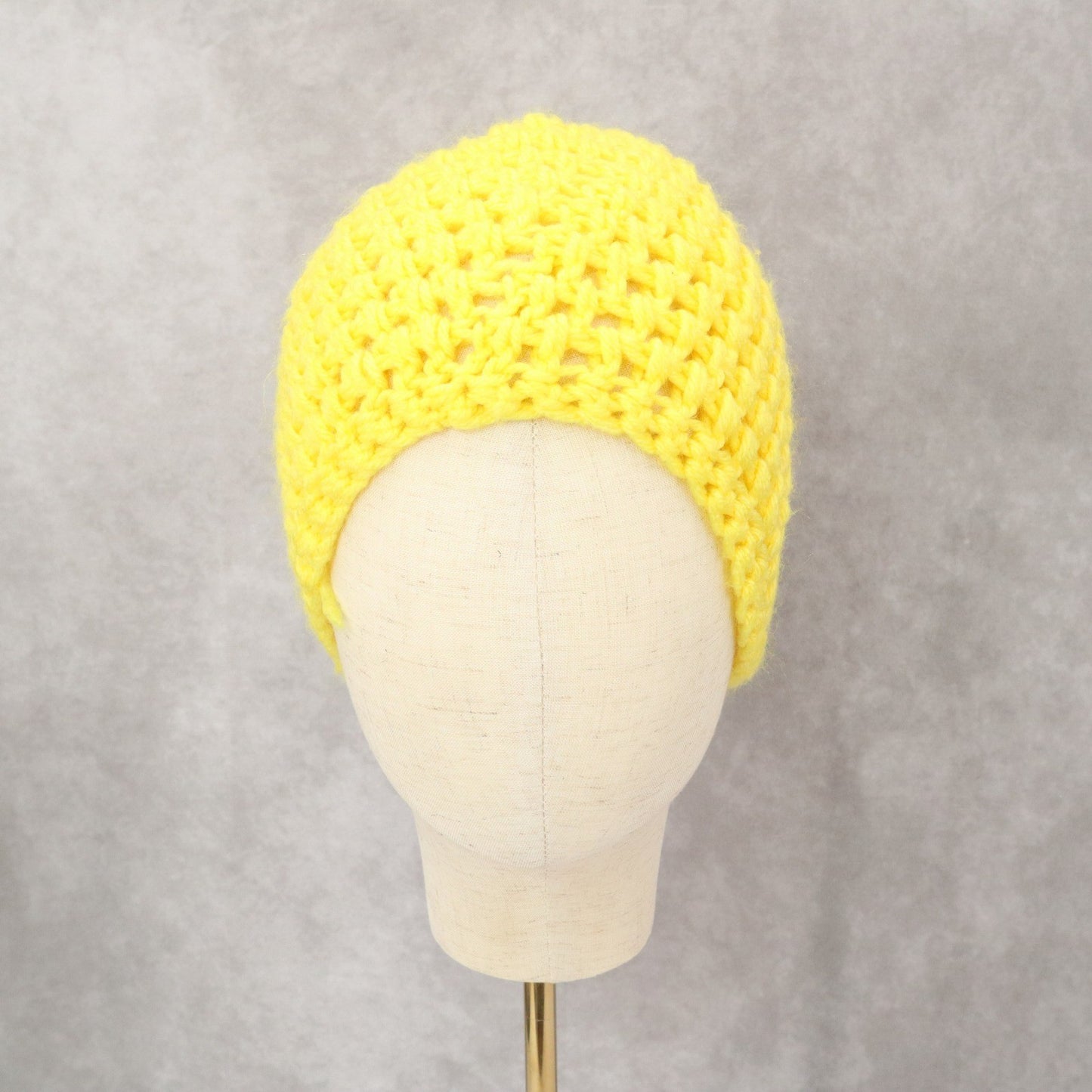 Yellow Cable Knit Y2k Vintage Handmade Cozy Winter Beanie Cap Hat