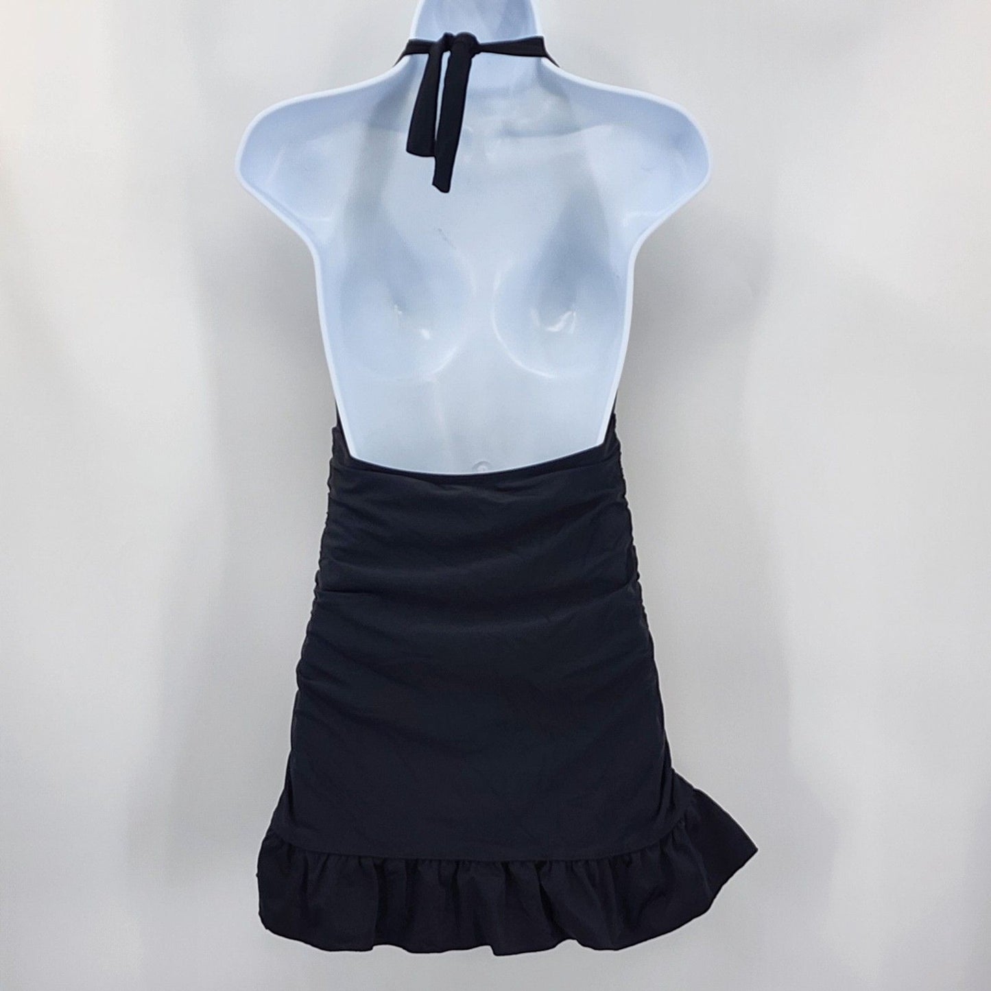 Venus Black One Piece Swimwear Skirt Swimsuit Bathing Suit V Neck Halter 8