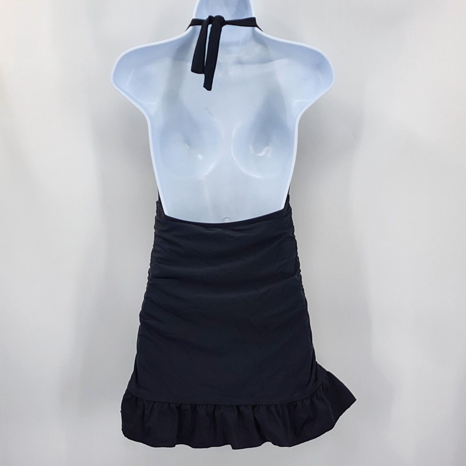 Venus Black One Piece Swimwear Skirt Swimsuit Bathing Suit V Neck Halter 8