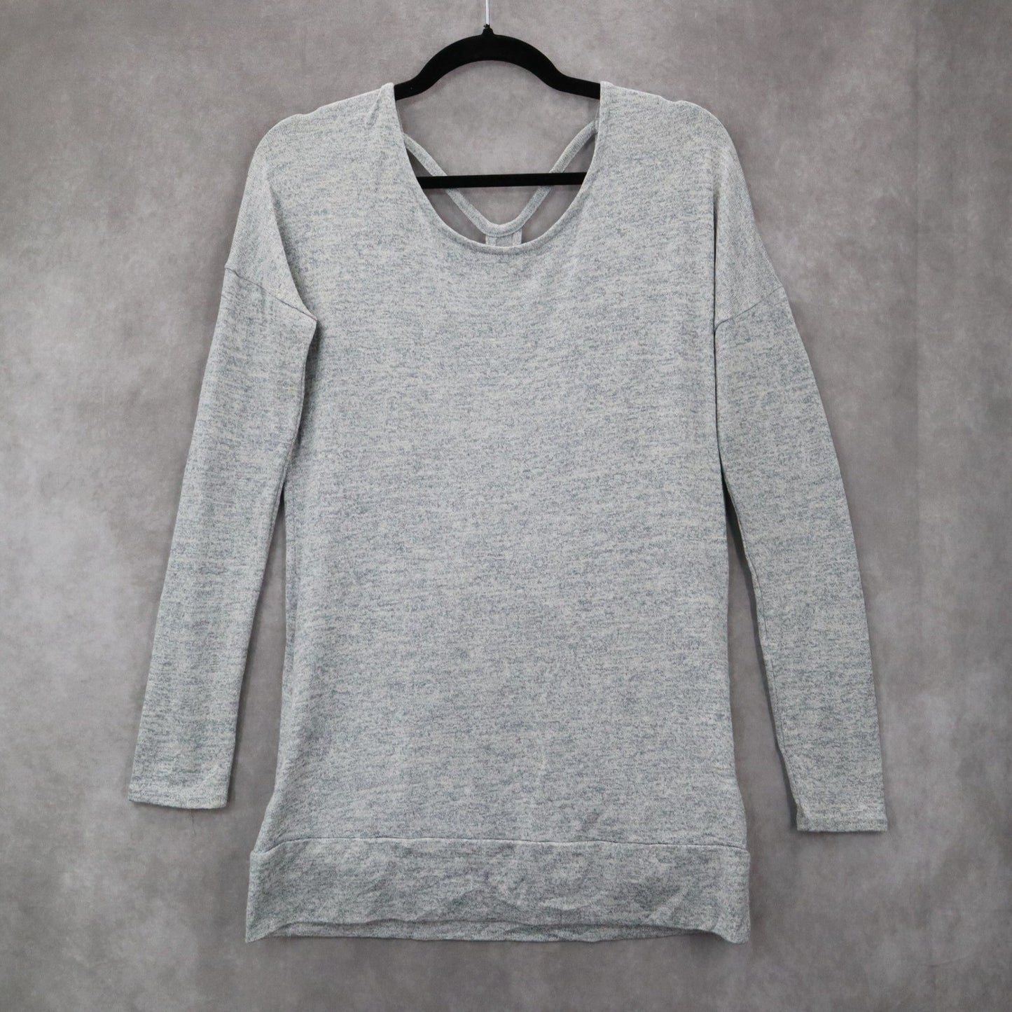 Athleta Gray Long Sleeve Knit Tunic Top Stretch Pullover Soft XS Extra Small