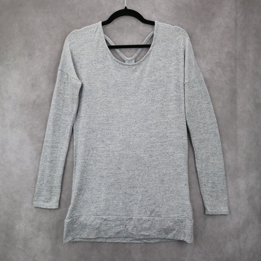 Athleta Gray Long Sleeve Knit Tunic Top Stretch Pullover Soft XS Extra Small