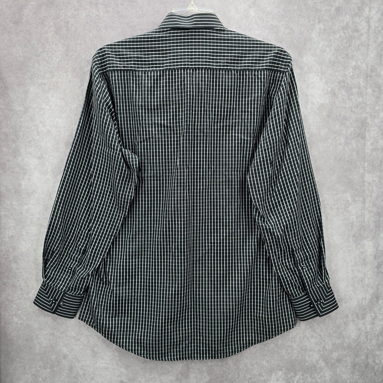 Cats Eye Black Stripe Button Down Long Sleeve Work Casual Dress Shirt Mens L