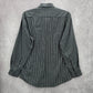 Cats Eye Black Stripe Button Down Long Sleeve Work Casual Dress Shirt Mens L