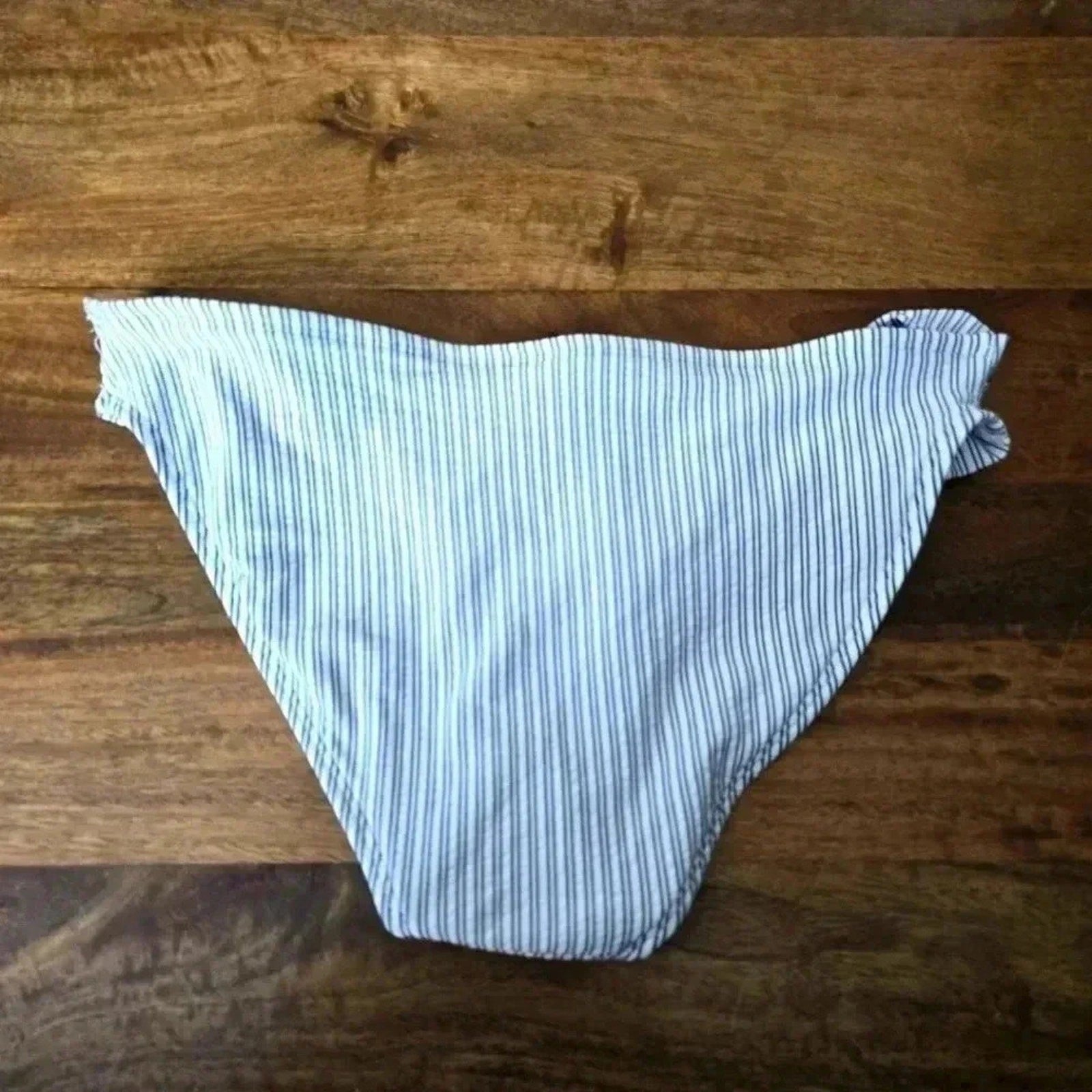 Xhilaration Blue Stripes Bikini Bottoms Swimwear Swimsuit Size Medium