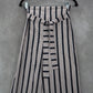 Blue Stripe Belted Wide Leg Boho Pull On Straight Leg Trousers Pant S Small