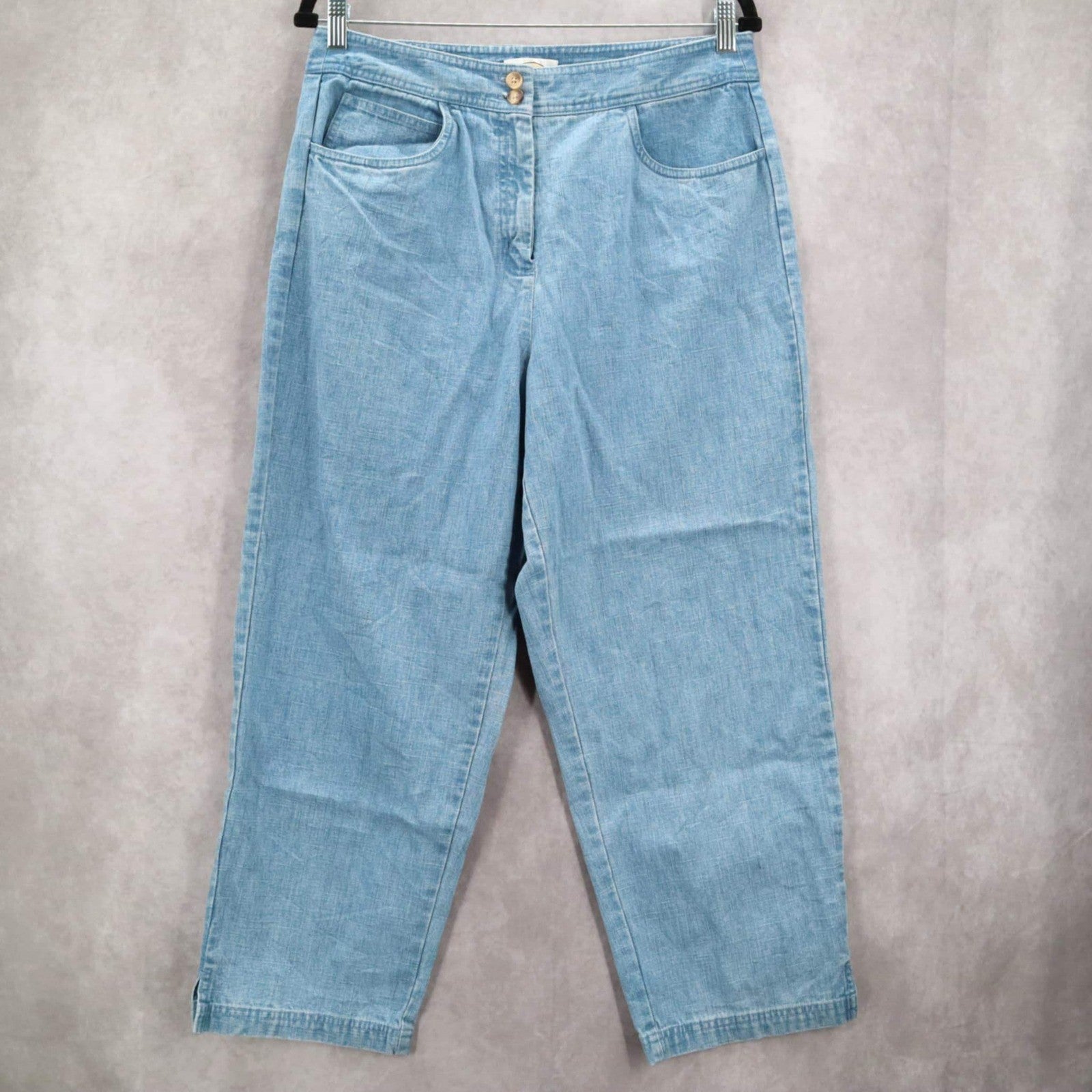 Talbots Blue Denim Straight Classic Tapered Leg Cotton Jeans Pants 12