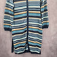 Liz Claiborne Blue Stripe Button Hoodie Knit Long Sweater Cardigan Small