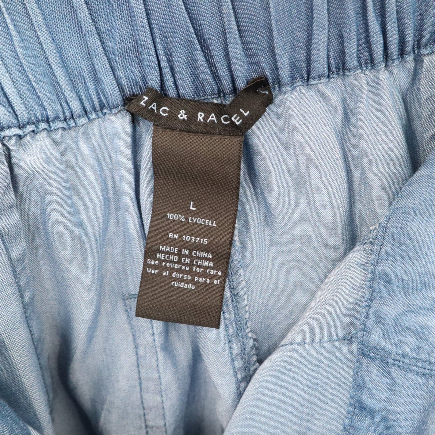 Zac & Rachel Blue Wide Leg Pants Belted Soft Boho Comfy Minimalist L Large