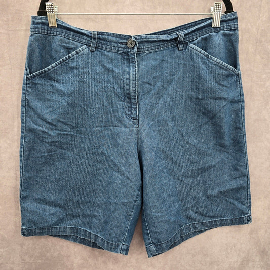 White Stag Blue Cotton Jeans Flat Front Bermuda Bottoms Pants Shorts Plus 14