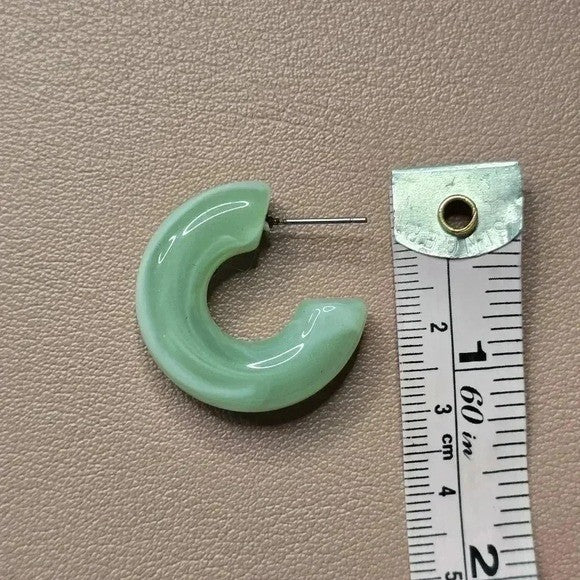 Green Half Circle Hoop Fun Small Boho Earrings Small E15