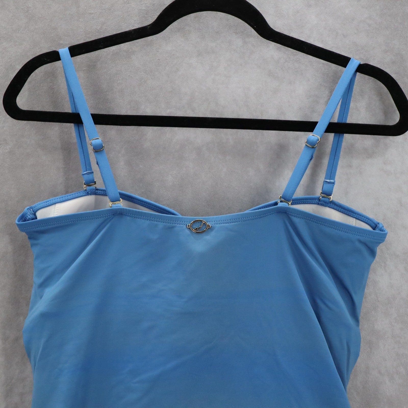 Jantzen Blue Padded Swim Active Sports Bra Flirty Bow Beach Tankini Top M Medium