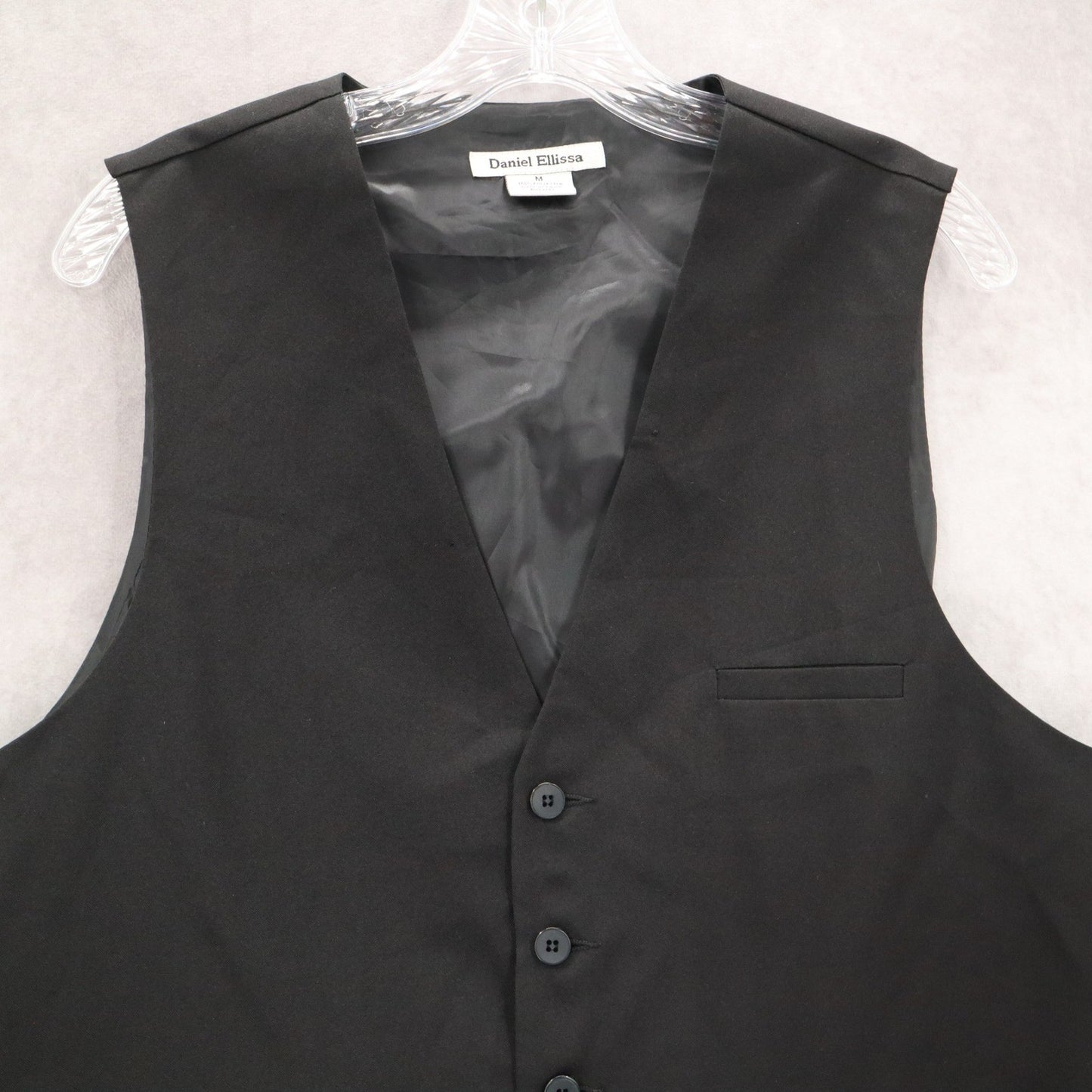 Daniel Elissa Black 5 Button Point Waistcoat Tuxedo Formal Suit Vest Medium 42R
