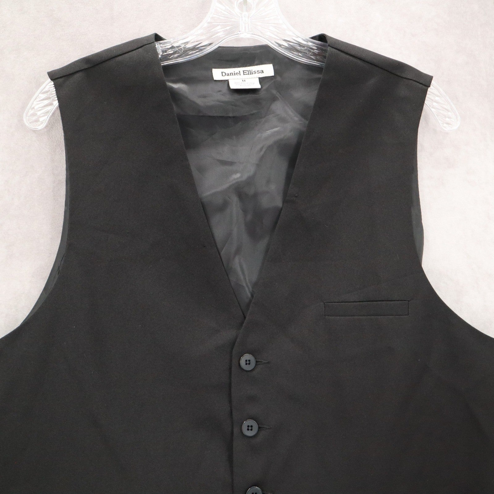 Daniel Elissa Black 5 Button Point Waistcoat Tuxedo Formal Suit Vest Medium 42R