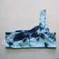 Blue Tie Dye One Shoulder Swim Sports Bra Hippie Bralette Bikini Top L Large