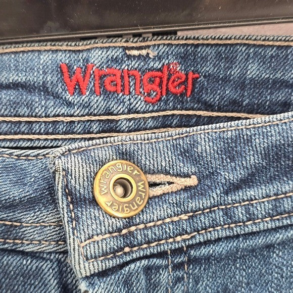Wrangler Blue Straight Western Womens Classic Regular Denim Pants Jeans 12M