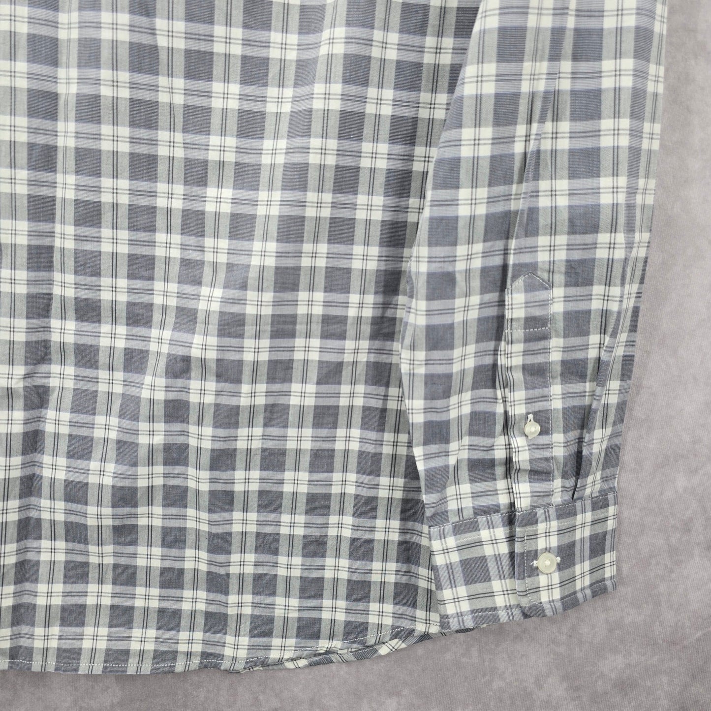 Gap Slim Fit Gray Plaid Long Sleeve Casual Work Mens Button Down Dress Shirt XL